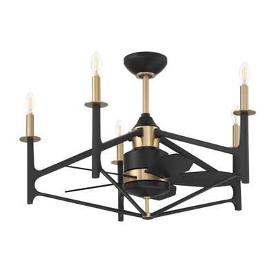 Craftmade The Reserve 32 24'' 5-Blade Ceiling Fan - Integrated Light Kit in Flat Black/Satin Brass