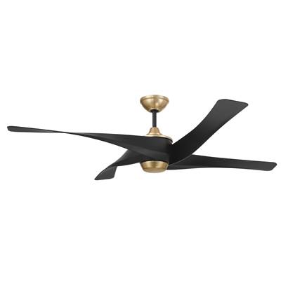Craftmade Venn 58'' 4-Blade Ceiling Fan - Light Kit Optional in Flat Black/Satin Brass