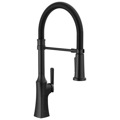 ErmeloE Single Handle Pull-Down Spring Kitchen Faucet - Matte Black