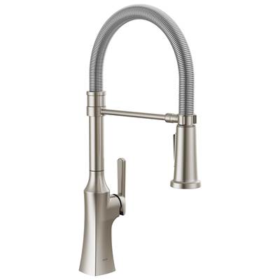 ErmeloE Pro Single Handle Pull-Down Kitchen Faucet With Spring Spout - Stainless