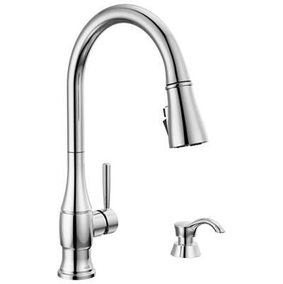 HazelwoodE Single Handle Pull-Down Kitchen Faucet with Soap Dispenser and ShieldSpray Technology - Chrome