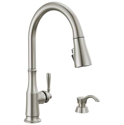CaperteeE Single Handle Pull-Down Kitchen Faucet with Soap Dispenser and ShieldSpray Technology