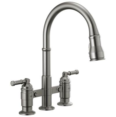 BroderickE Two Handle Pull-Down Bridge Kitchen Faucet