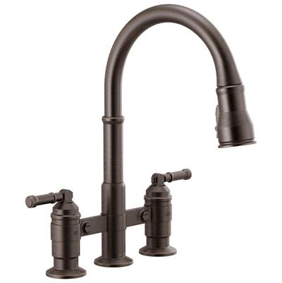 BroderickE Two Handle Pull-Down Bridge Kitchen Faucet
