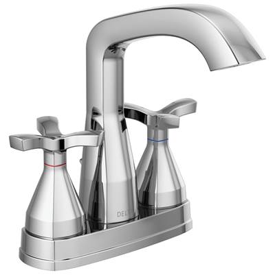Delta Faucet Stryke Two Handle Centerset Bathroom Faucet with Pop-up Drain - Lumicoat Chrome