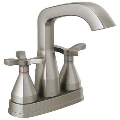 Delta Faucet Stryke Two Handle Centerset Bathroom Faucet with Pop-up Drain - Lumicoat Stainless