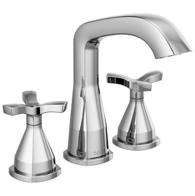 Delta Faucet Stryke Two Handle Widespread Bathroom Faucet With Pop-up Drain - Lumicoat - Chrome