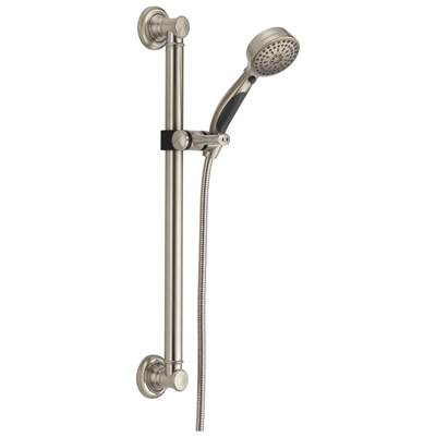 Delta Faucet Universal Showering Components ActivTouch 9-Setting Hand Shower with Traditional Slide Bar / Grab Bar - Stainless