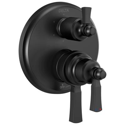 DorvalE Traditional 2-Handle Monitor 17 Series Valve Trim with 6 Setting Diverter - Matte Black