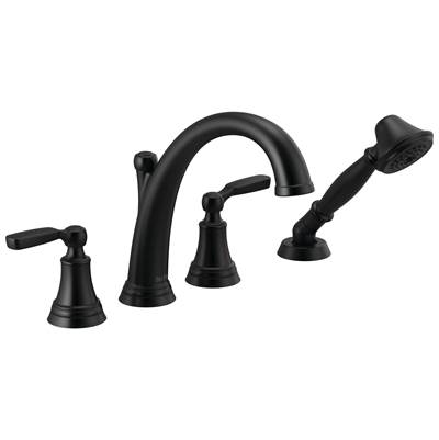 Delta Faucet WoodhurstE Roman Tub with Hand Shower Trim - Matte Black