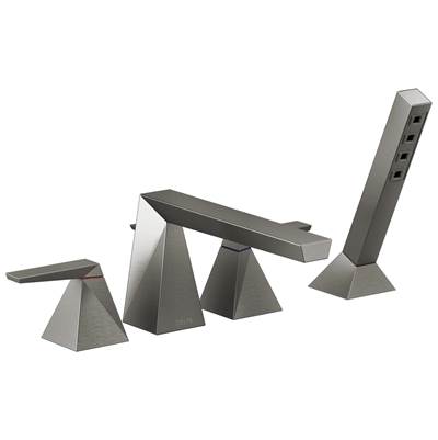 Delta Faucet TrillianE Two-Handle Roman Tub Trim with Hand Shower - Lumicoat Black Stainless