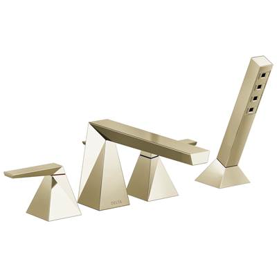 Delta Faucet TrillianE Two-Handle Roman Tub Trim with Hand Shower - Lumicoat Polished Nickel