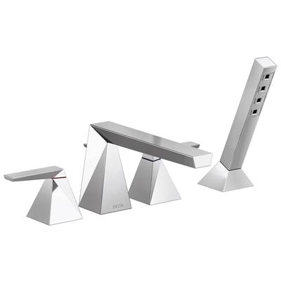 Delta Faucet TrillianE Two-Handle Roman Tub Trim with Hand Shower - Lumicoat Chrome