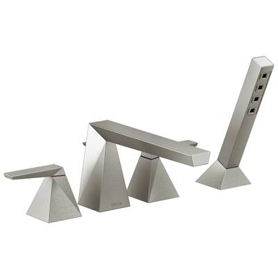 Delta Faucet TrillianE Two-Handle Roman Tub Trim with Hand Shower - Lumicoat Stainless