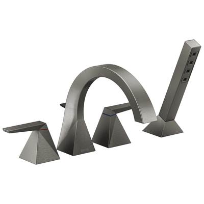 Delta Faucet TrillianE Two-Handle Roman Tub Trim with Hand Shower - Lumicoat Black Stainless