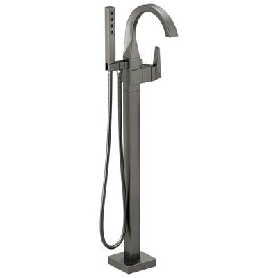Delta Faucet Trilliane Single Handle Floor Mount Tub Filler Trim - Lumicoat Black - Stainless