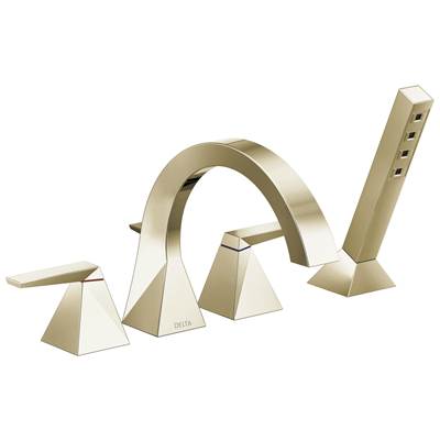 Delta Faucet TrillianE Two-Handle Roman Tub Trim with Hand Shower - Lumicoat Polished Nickel