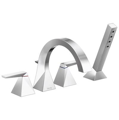 Delta Faucet TrillianE Two-Handle Roman Tub Trim with Hand Shower - Lumicoat Chrome