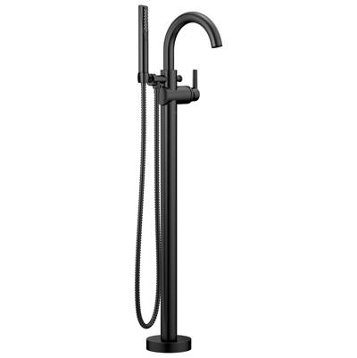 Delta Faucet Trinsic Single Handle Floor Mount Tub Filler Trim with Hand Shower - Matte Black