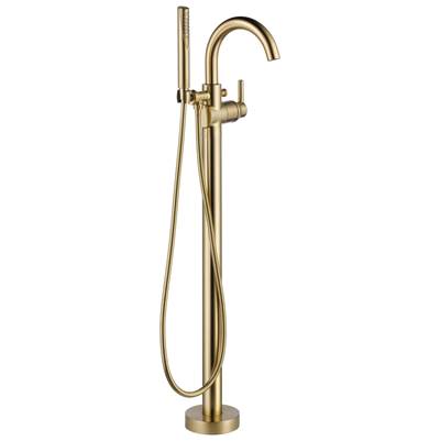 Delta Faucet Trinsic Single Handle Floor Mount Tub Filler Trim with Hand Shower - Champagne Bronze