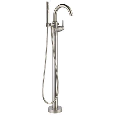 Delta Faucet Trinsic Single Handle Floor Mount Tub Filler Trim with Hand Shower - Stainless