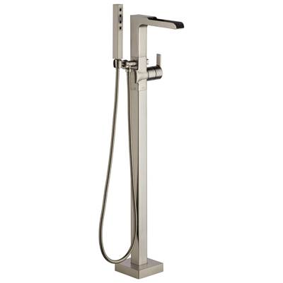 Ara Single Handle Floor Mount Channel Spout Tub Filler Trim with Hand Shower