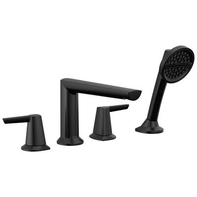 GaleonE 4-Hole Roman Tub Trim with Hand Shower - Matte Black