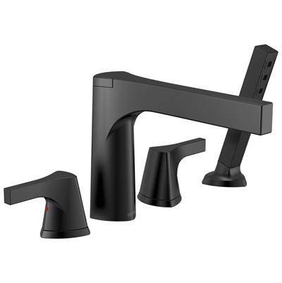 Delta Faucet Zura 4-hole Roman Tub with Handshower Trim - Matte Black