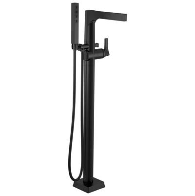 Delta Faucet Zura Single Handle Floor Mount Tub Filler Trim with Hand Shower - Matte Black