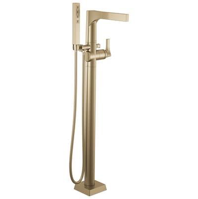 Delta Faucet Zura Single Handle Floor Mount Tub Filler Trim with Hand Shower - Champagne Bronze