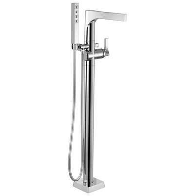 Delta Faucet Zura Single Handle Floor Mount Tub Filler Trim with Hand Shower - Chrome