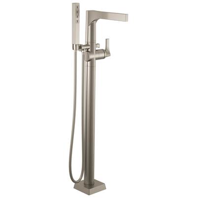 Delta Faucet Zura Single Handle Floor Mount Tub Filler Trim with Hand Shower - Stainless