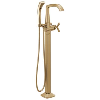 Delta Faucet Stryke Floor Mount Tub Filler Trim - Lumicoat Champagne - Bronze
