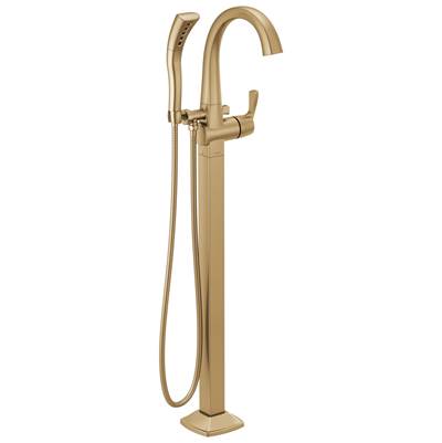 Delta Faucet Stryke Floor Mount Tub Filler Trim - Lumicoat Champagne - Bronze