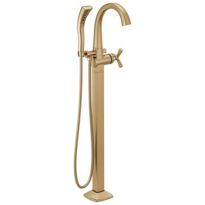 Delta Faucet Stryke Floor Mount Tub Filler Trim - Lumicoat Champagne - Bronze