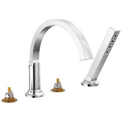 Delta Faucet Tetrae Roman Tub Trim With Hand Shower - Lumicoat - Chrome