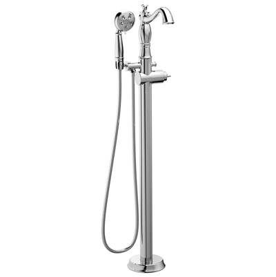CassidyE Single Handle Floor Mount Tub Filler Trim with Hand Shower - Less Handle