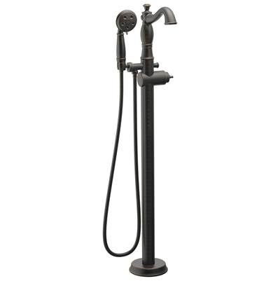 CassidyE Single Handle Floor Mount Tub Filler Trim with Hand Shower - Less Handle