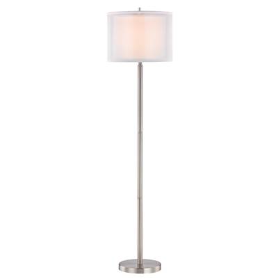 Dolan Design Double Organza Floor Lamp with Shade in Satin Nickel