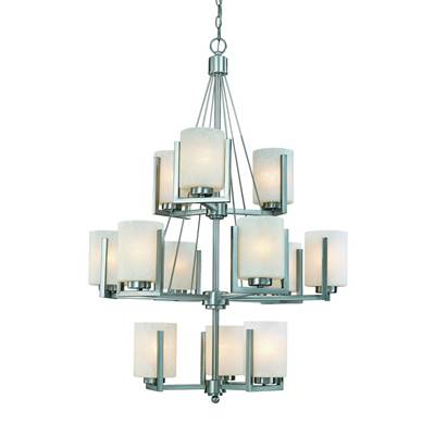 Dolan Design Uptown Three-Tier 12-Light Chandelier in Satin Nickel
