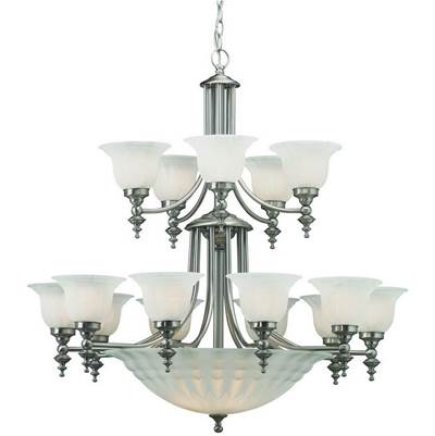 Dolan Design Richland Two-Tier 15+5-Light Bowl Chandelier in Satin Nickel
