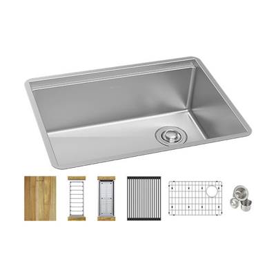 Elkay Reserve Selection Crosstown Undermount Single Bowl Workstation Kitchen Sink Kit - 25.5" X 18.5" X 9" in 16 Gauge Stainless Steel