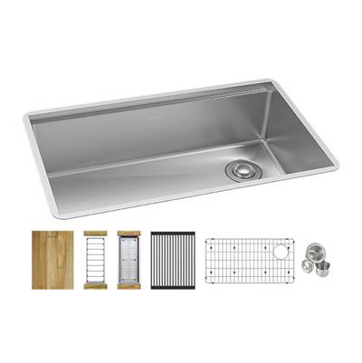 Elkay Reserve Selection Crosstown Workstation 31.5" x 18.5" x 9" Undermount Single Bowl Sink Kit - 16 Gauge in Stainless Steel