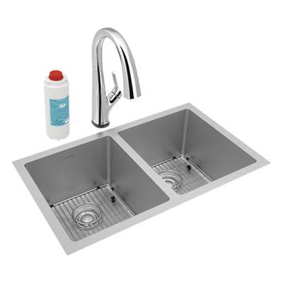 Elkay Reserve Selection Crosstown 16 Gauge Stainless Steel 30-3/4" x 18-1/2" x 10" Equal Undermount Double Bowl Sink with Filtered Faucet