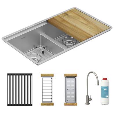 Elkay Reserve Selection Crosstown 16 Gauge 31-1/2" x 18-1/2" x 9" - Equal Double Bowl Sink in Stainless Steel