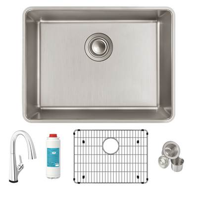 Elkay Reserve Selection Lustertone Iconix Undermount Kitchen Sink Kit - 23-1/2" x 18-1/4" x 9" - Filtered Faucet in Stainless Steel