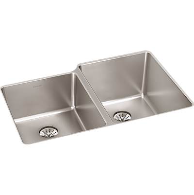 Elkay Reserve Selection Lustertone Iconix Undermount Kitchen Sink - 31-1/4'' x 20-1/2'' x 9'' - Double Bowl with Left Perfect Drain in Luminous Satin
