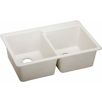 Elkay Reserve Selection Quartz Luxe Drop In Kitchen Sink - 33'' x 22'' x 9-1/2'' - Offset Double Bowl in Ricotta