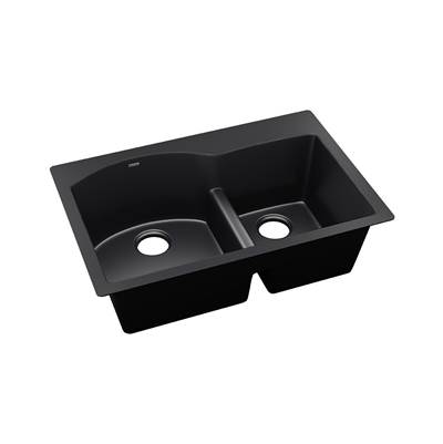 Elkay Reserve Selection Quartz Luxe Drop In Kitchen Sink - 33'' x 22'' x 10'' - Double Bowl - Aqua Divide in Caviar