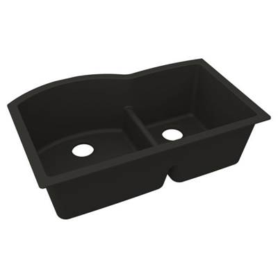 Elkay Reserve Selection Quartz Luxe 33" x 22" Undermount Double Bowl Sink - Aqua Divide - Quartz in Obsidian